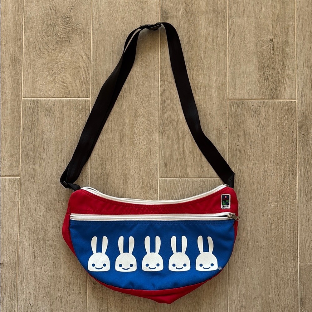 Red and Blue Bunny Print Crossbody Bag